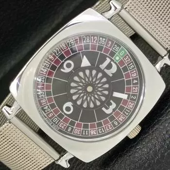 МУЖСКИЕ ШВЕЙЦАРСКИЕ ЧАСЫ С РУЧНЫМ ЗАВОДОМ В СТИЛЕ АРТ-ДЕКО, ОТРЕМОНТИРОВАННЫЕ, С ЦИФЕРБЛАТОМ ЧЕРНОГО ЦВЕТА a431218-2 R106-a431218