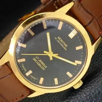 МУЖСКИЕ ШВЕЙЦАРСКИЕ НАРУЧНЫЕ ЧАСЫ MONTINE 17 JEWELS С РУЧНЫМ ЗАВОДОМ, ВОССТАНОВЛЕННЫЕ a427452-2 RL-a427452