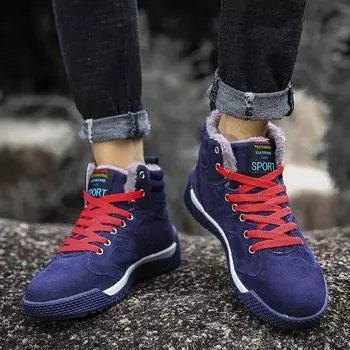 Мужские синие армейские зимние ботинки, зимние теплые рабочие ботинки для пустыни с мехом, высокие походные ботинки большого размера EU: 40 чёрный