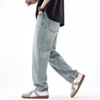 Мужские синие ретро-рваные джинсы широкого кроя 28(160/72A) синий