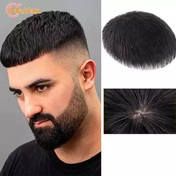 Мужские синтетические застежки сверху Шиньоны Короткие натуральные черные волосы Облысение Выпадение волос Высокая линия наращивания волос Наращивание волос на клипсах Шиньоны