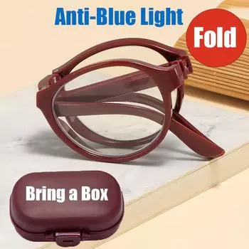 Мужские складные очки, модные круглые очки, женские, анти-синий свет, портативные очки