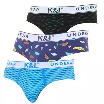 Мужские слипоны из дышащей ткани с принтом Pack-3 KL3005 S разноцветные