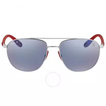 Мужские солнцезащитные очки-авиаторы Ray Ban Scuderia Ferrari, синие, поляризационные, с зеркалом Chromance, RB3659M F031H0 57