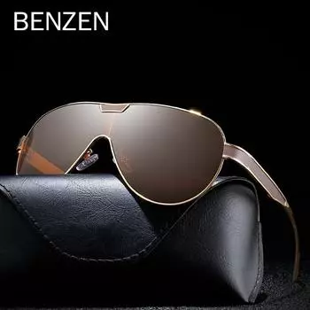 Мужские солнцезащитные очки BENZEN, большие поляризованные солнцезащитные очки с защитой от ультрафиолета, мужские очки для вождения 9389 чёрный