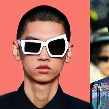 Мужские солнцезащитные очки, индивидуальные очки, забавные брови, крутой стиль, праздничный подарок, вечерние, хип-хоп, женские леопардовый/белый