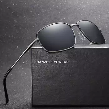 Мужские солнцезащитные очки Женские солнцезащитные очки Поляризованные солнцезащитные очки Новые мужские солнцезащитные очки металлические квадратные ретро чёрный