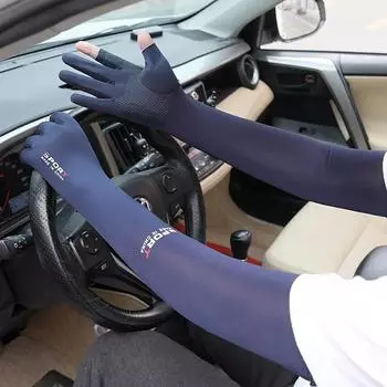 Мужские солнцезащитные рукава для рыбалки, летние рукава из ледяного шелка, эластичные рукава с защитой от ультрафиолета, перчатки, рукава для езды на велосипеде на открытом воздухе чёрный