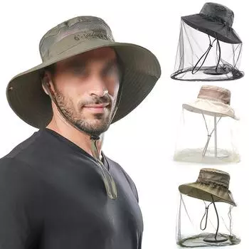Мужские солнцезащитные шляпы с козырьком, летние уличные сетчатые дышащие аксессуары от насекомых и комаров