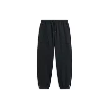 Мужские спортивные брюки Li Ning Daily Prosperity Series, однотонные, с эластичной талией, средней посадкой, с манжетами, черные AKLU039-2 2XL