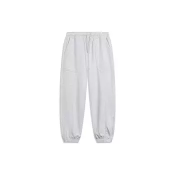 Мужские спортивные брюки Li Ning Daily Prosperity Series, однотонные, эластичные, со средней талией, зауженные, трикотажные, цвет: серый, глубокий, антарктический, серый AKLU039-3 XL