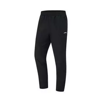 Мужские спортивные брюки Li Ning Fitness Series, однотонные, со средней талией, удобные, дышащие, универсальные, прямые, черные AYKU169-2 S