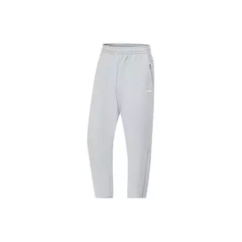 Мужские спортивные брюки Li Ning Fitness Series, однотонные, со средней талией, зауженные, трикотажные, серо-туманного цвета AKLU067-6 S