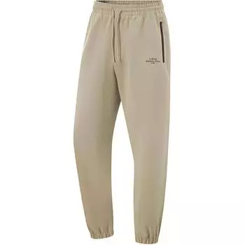 Мужские спортивные брюки Li Ning Fitness Series, однотонные, со средней талией, на шнурке, дышащие, универсальные, с манжетами, длинные, серые, AYKV231-3 S
