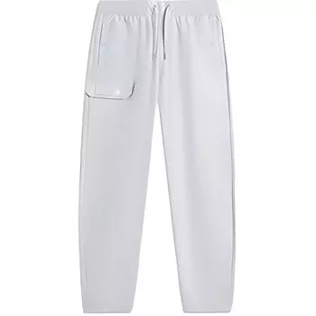 Мужские спортивные брюки Li Ning Wade Series, однотонные, со средней талией, удобные, дышащие, свободного кроя, с манжетами, трикотажные, низ серо-каменный AKXU461-2 L