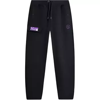Мужские спортивные брюки Li Ning Wade Series, однотонные, со средней посадкой, удобные, дышащие, свободного кроя, с манжетами, трикотажные, черные AKXU461-1 L