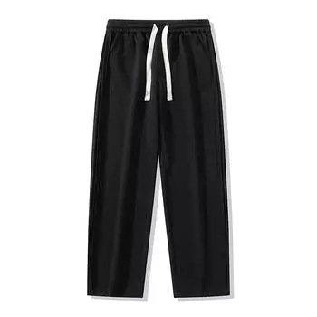 Мужские спортивные брюки прямого покроя с завязками на резинке больших размеров, свободные и универсальные повседневные брюки с широкими штанинами 8XL