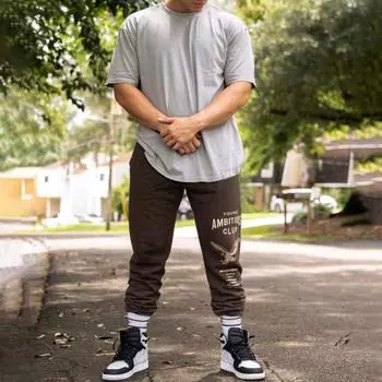 Мужские спортивные брюки с эластичной талией на шнурке и карманами, принтованные джоггеры, свободные однотонные брюки с резинкой на щиколотке, спортивные штаны M серый