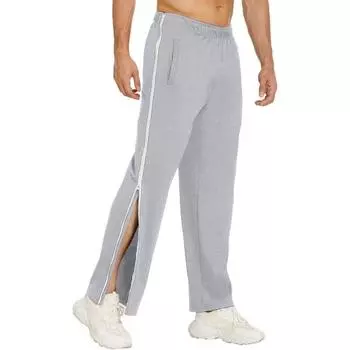 Мужские спортивные брюки с застежкой-молнией сбоку, свободные, прямые, широкие, с эластичной резинкой на талии, мягкие, дышащие, однотонные, для спортзала M чёрный