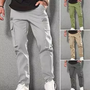 Мужские спортивные брюки, свободные боковые карманы на молнии, эластичная резинка на талии, мягкие дышащие однотонные спортивные штаны для тренировок в тренажерном зале, длинные уличные брюки 2XL темно-серого