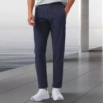 Мужские спортивные брюки, водонепроницаемые, прямые, альпинистские, эластичный пояс, чистый цвет, свободные, износостойкие M чёрный