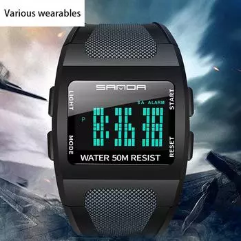Мужские спортивные цифровые электронные часы для альпинизма и активного отдыха, квадратные многофункциональные водонепроницаемые часы