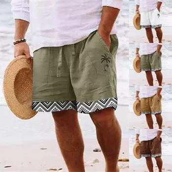 Мужские спортивные хлопковые льняные повседневные свободные шорты Повседневные пижамы с карманами для бега Брюки XXXL