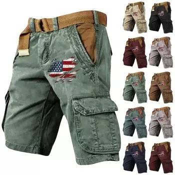 Мужские спортивные хлопковые льняные повседневные свободные шорты Повседневные пижамы с карманами для бега Брюки L чёрный