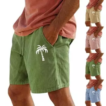 Мужские спортивные хлопковые льняные повседневные свободные шорты Повседневные пижамы с карманами для бега Брюки L