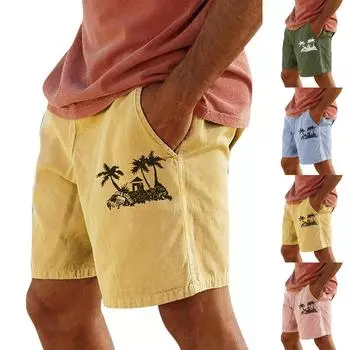 Мужские спортивные хлопковые льняные повседневные свободные шорты Повседневные пижамы с карманами для бега Брюки XXXL синий