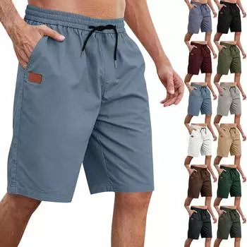 Мужские спортивные хлопковые льняные повседневные свободные шорты Повседневные пижамы с карманами для бега Брюки XXXXL серый