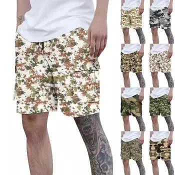 Мужские спортивные хлопковые льняные повседневные свободные шорты Повседневные пижамы с карманами для бега Брюки S зелёный