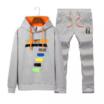 Мужские спортивные комплекты мода весна осень костюмы из двух частей пальто с капюшоном + брюки брюки M чёрный