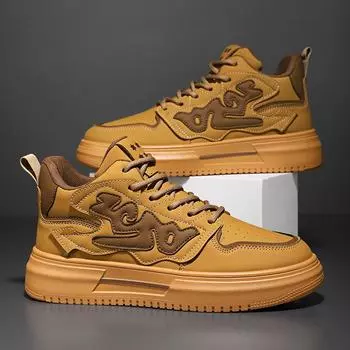 Мужские спортивные кроссовки для скейтбординга, дышащие белые туфли для ходьбы со звездами, модные мужские теннисные туфли на плоской подошве, уличная повседневная спортивная обувь 39 бежевый