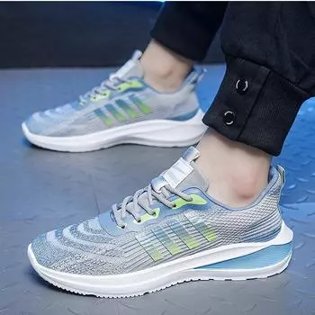 Мужские спортивные кроссовки, летние дышащие легкие мужские повседневные сетчатые вязаные кроссовки 39 чёрный