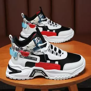 Мужские спортивные кроссовки, модные, на шнуровке, подходящие по цвету туфли на платформе, уличная культура, прогулочная обувь для мужчин, высокие повседневные кроссовки 39