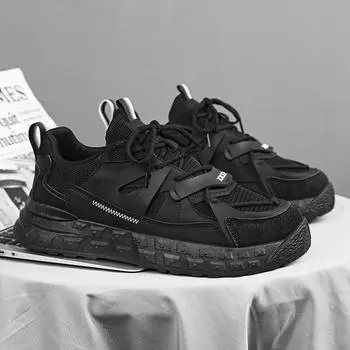 Мужские спортивные кроссовки с дышащей амортизацией, баскетбольная обувь, сетчатая мода 2024 года, новые кроссовки для бега высокого качества для активного отдыха 39 чёрный