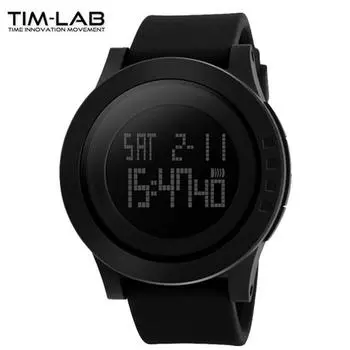 Мужские спортивные модные часы VEGA, простые черные наручные часы 1142, популярные корейские часы