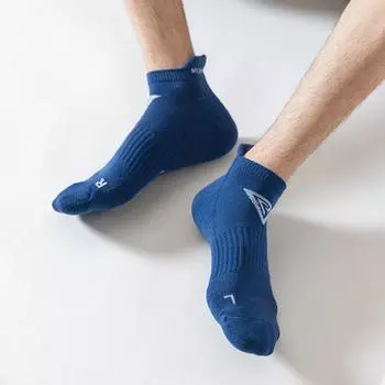 Мужские спортивные носки с буквами, нескользящие, беговые, удобные, хлопковые, короткие, мужские носки темно-синий