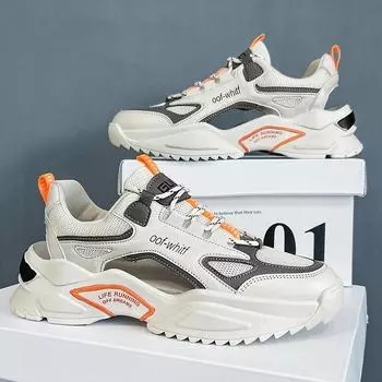 Мужские спортивные сандалии, летние белые школьные кроссовки с сеткой для бега, повседневная прогулочная обувь большого размера 39 чёрный