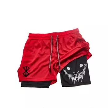 Мужские спортивные шорты 2 в 1, быстросохнущие шорты для бега, занятий в спортзале и фитнеса, двухслойные M красный