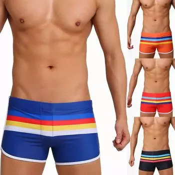 Мужские спортивные шорты-боксеры в полоску с разрезом, пляжные шорты для плавания, плавки L чёрный