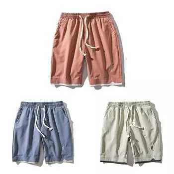 Мужские спортивные шорты, брюки, мужские летние дышащие однотонные брюки, уличная одежда для фитнеса, штаны на шнуровке M синий