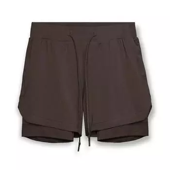 Мужские спортивные шорты, двухслойные, подходящие по цвету, для фитнеса, бега, дышащие, однотонные, брюки длиной пять четвертей, шорты мужские M хаки