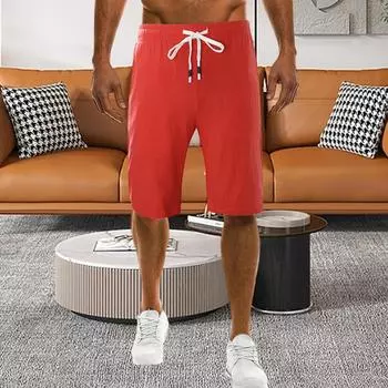 Мужские спортивные шорты с эластичной резинкой на талии, прямые, свободные, длиной до колена, мягкие, дышащие, с карманами, однотонные, мужские летние повседневные шорты XL темно-синий