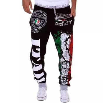 Мужские спортивные штаны большого размера с буквенным принтом, повседневные свободные длинные брюки 2XL