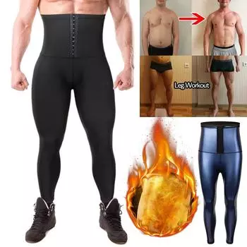 Мужские спортивные штаны для сауны, формирователь тела, редуктор живота, термотренировочные леггинсы, тренажер для талии, сжигание жира, мужское корректирующее белье, леггинсы для фитнеса, стройнее ноги S/M синий/чёрный