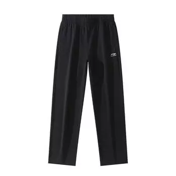Мужские спортивные штаны-джоггеры Li Ning Sports Fashion Series со средней посадкой и вышитым логотипом, свободные, прямые, трикотажные, черные AKLUC03-1 S