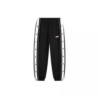 Мужские спортивные штаны-джоггеры Li Ning Sports Lifestyle Series с логотипом, буквенным принтом и боковыми пуговицами, на шнурке, черные AKLU717-1 XL