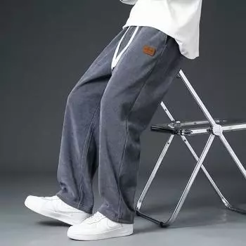 Мужские спортивные штаны из плотного вельвета и бархата — модные, повседневные, свободного кроя для осенних и зимних видов спорта 3XL